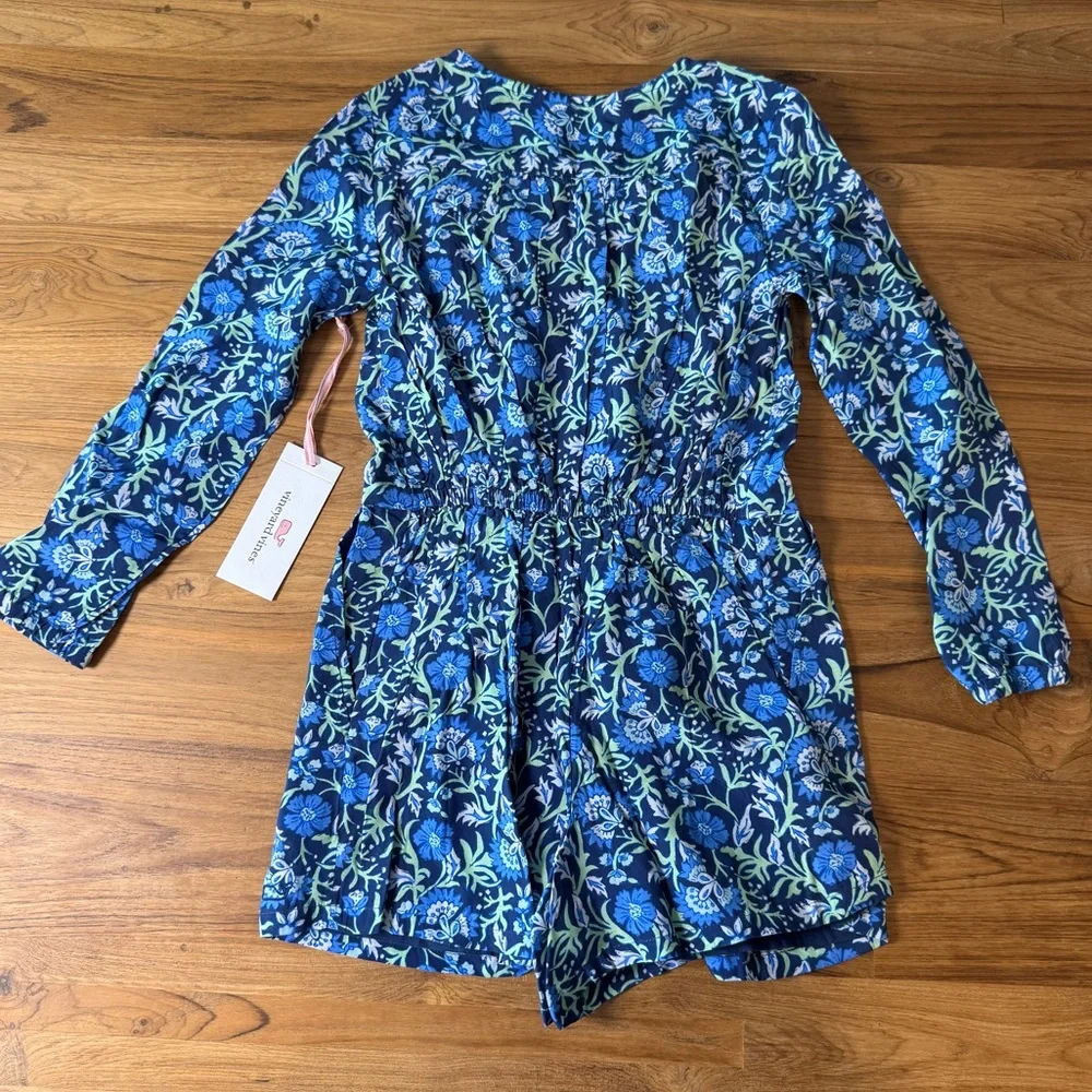 NWT Vineyard Vines Girl’s Romper XS 5-6 Blue Floral